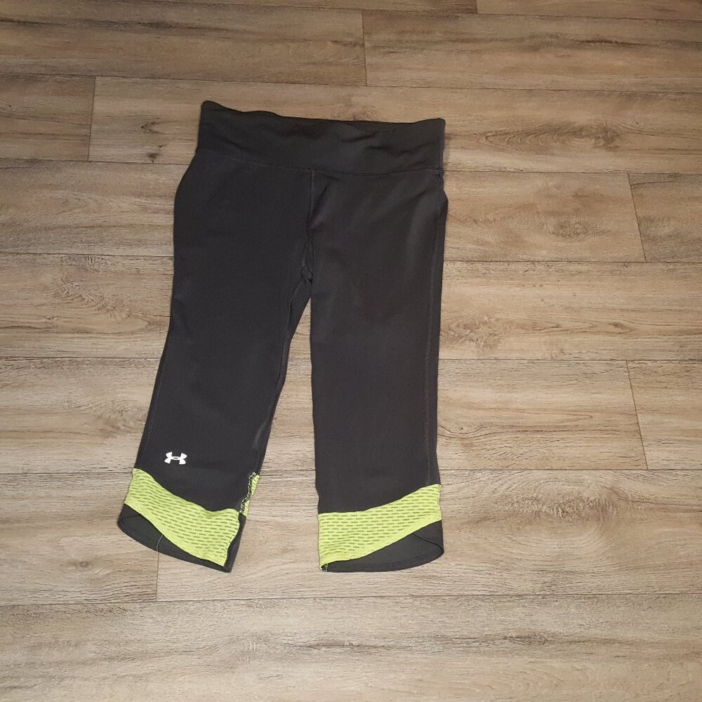 Grey & Neon Yellow Athletic Capris